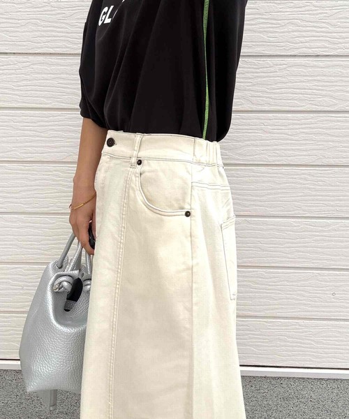 Q(キュー)の「ストレッチデニムナロースカート(スカート・レディース・ブルー/アイボリー・MEDIUM)」の20枚目の写真