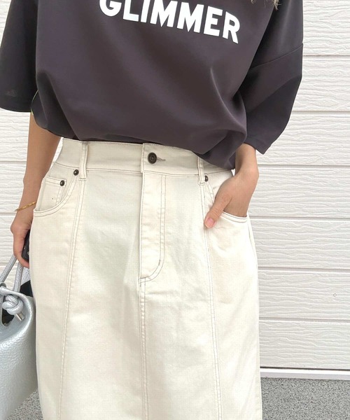 Q(キュー)の「ストレッチデニムナロースカート(スカート・レディース・ブルー/アイボリー・MEDIUM)」の19枚目の写真