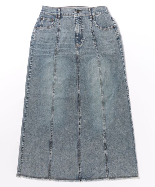 Q(キュー)の「ストレッチデニムナロースカート(スカート・レディース・ブルー/アイボリー・MEDIUM)」の5枚目の写真