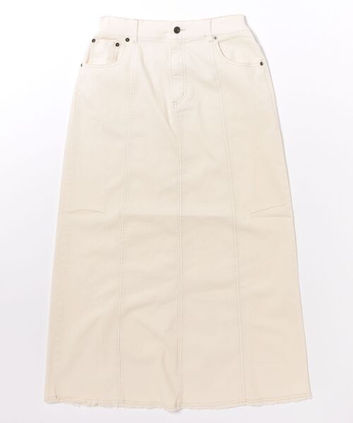 Q(キュー)の「ストレッチデニムナロースカート(スカート・レディース・ブルー/アイボリー・MEDIUM)」の3枚目の写真