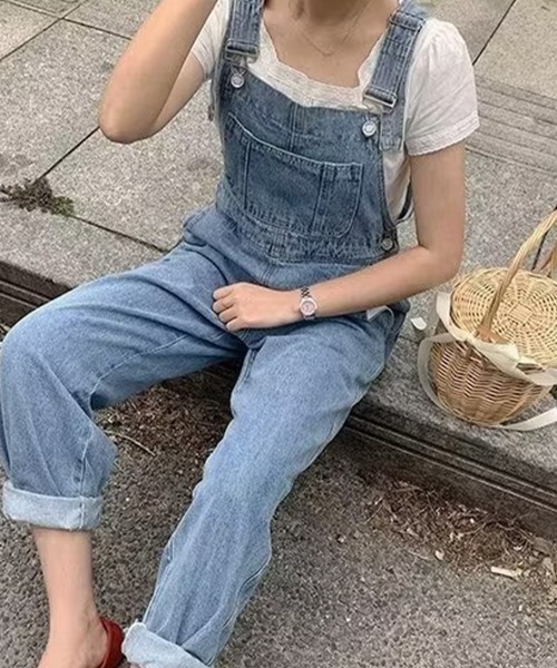 mielu(ミエル)の「デニムオーバーオール(サロペット/オーバーオール・レディース・ブルー・MEDIUM/LARGE)」の2枚目の写真