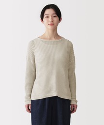 婦人　リネン混透かし編みワイドセーター