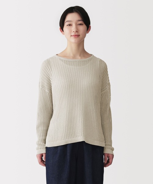 無印良品(ムジルシリョウヒン)の「婦人 リネン混透かし編みワイドセーター(ニット/セーター・レディース・チャコールグレー/ライトベージュ/スモーキーグリーン系・S/M/L/XL)」の2枚目の写真