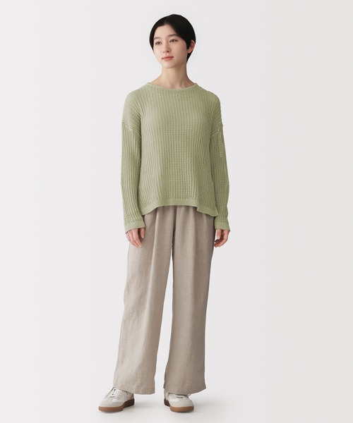 無印良品(ムジルシリョウヒン)の「婦人 リネン混透かし編みワイドセーター(ニット/セーター・レディース・チャコールグレー/ライトベージュ/スモーキーグリーン系・S/M/L/XL)」の18枚目の写真