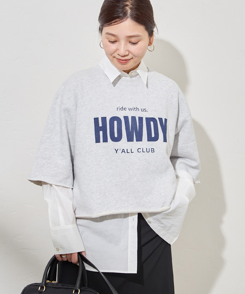 JOURNAL STANDARD（ジャーナルスタンダード）の「《追加2》HOWDY ハーフスリーブスウェット（スウェット・レディース・グレー/ベージュ・FREE）」の4枚目の写真