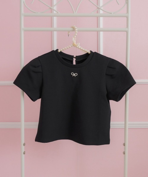 mili meili(ミリーメイリー)の「コットンリボントップス(Tシャツ/カットソー・レディース・ブラック/ピンク/ホワイト・FREE)」の7枚目の写真