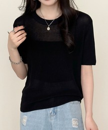 DAY CLOSET | レイヤード即戦力。半袖 シアー リブ ニット プルオーバー レディース(Tシャツ/カットソー)