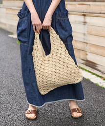 FREAK'S STORE（フリークスストア）の「トライアングルラフィア風バッグ/かごバッグ（ハンドバッグ）」