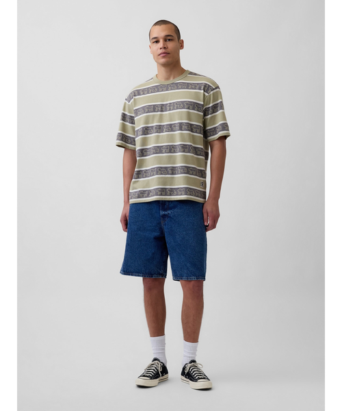 GAP(ギャップ)の「キース・ヘリング オーバーサイズ ストライプTシャツ(Tシャツ/カットソー・メンズ・グリーン・S/XS/L/XL/M)」の9枚目の写真
