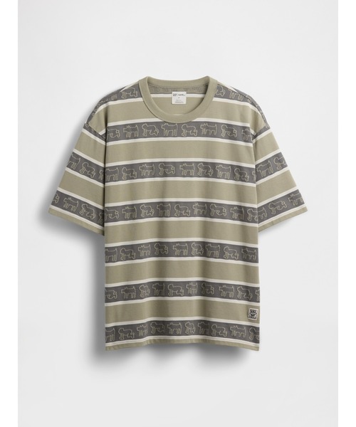 GAP(ギャップ)の「キース・ヘリング オーバーサイズ ストライプTシャツ(Tシャツ/カットソー・メンズ・グリーン・S/XS/L/XL/M)」の5枚目の写真