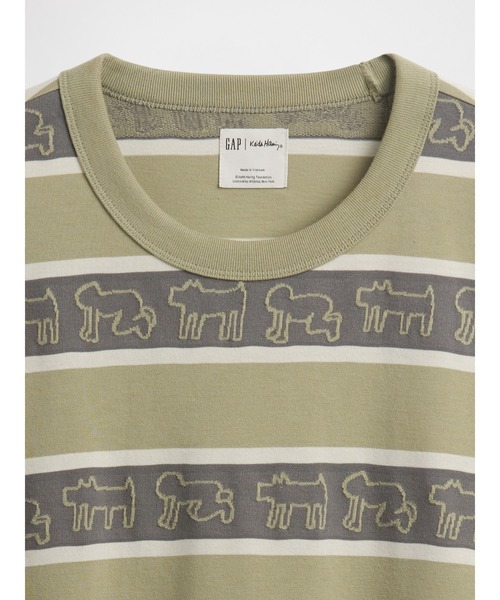 GAP(ギャップ)の「キース・ヘリング オーバーサイズ ストライプTシャツ(Tシャツ/カットソー・メンズ・グリーン・S/XS/L/XL/M)」の6枚目の写真