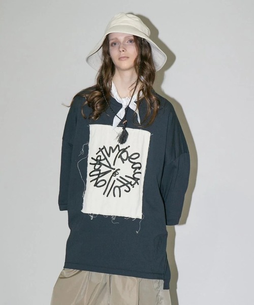 my beautiful landlet(マイビューティフルランドレット)の「【my beautiful landlet】 USA COTTON BIG T-SHIRT - print(Tシャツ/カットソー・メンズ・オフホワイト/グレー/チャコールグレー/ブラック・FREE)」の3枚目の写真