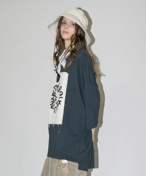 my beautiful landlet(マイビューティフルランドレット)の「【my beautiful landlet】 USA COTTON BIG T-SHIRT - print(Tシャツ/カットソー・メンズ・オフホワイト/グレー/チャコールグレー/ブラック・FREE)」の8枚目の写真