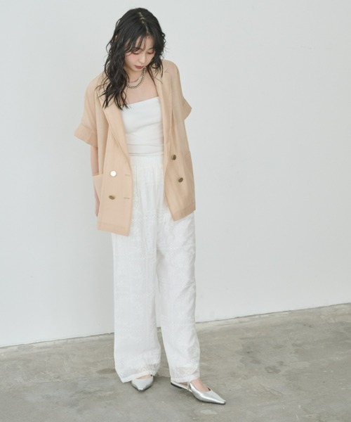 Anclear oui（アンクリアウィ）の「刺繍イージーパンツ（その他パンツ・レディース・White/アイボリー・F）」の13枚目の写真