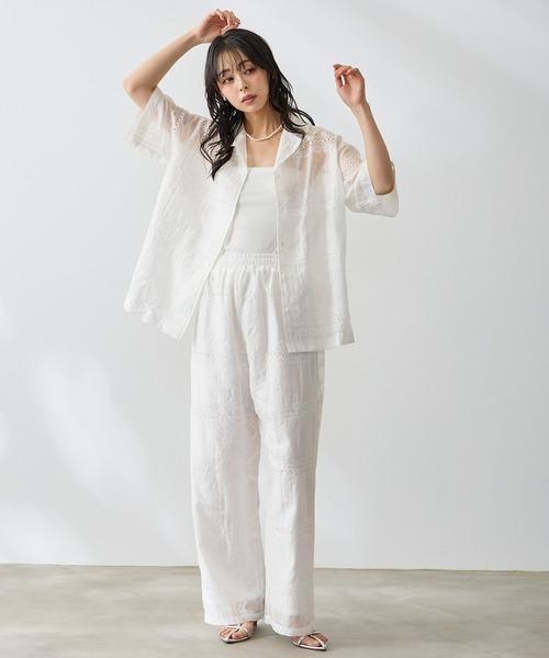 Anclear oui（アンクリアウィ）の「刺繍イージーパンツ（その他パンツ・レディース・White/アイボリー・F）」の20枚目の写真