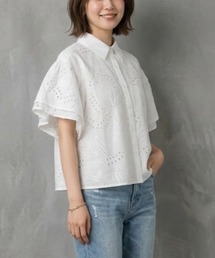 コットンレース フリルスリーブブラウス