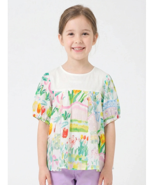 HAKKA KIDS(ハッカキッズ)の「hakka kids×yuko maegawa コードストライプはるのオーケストラプリントブラウス(シャツ/ブラウス・キッズ・ホワイト・110cm/120cm/130cm/100cm)」の1枚目の写真