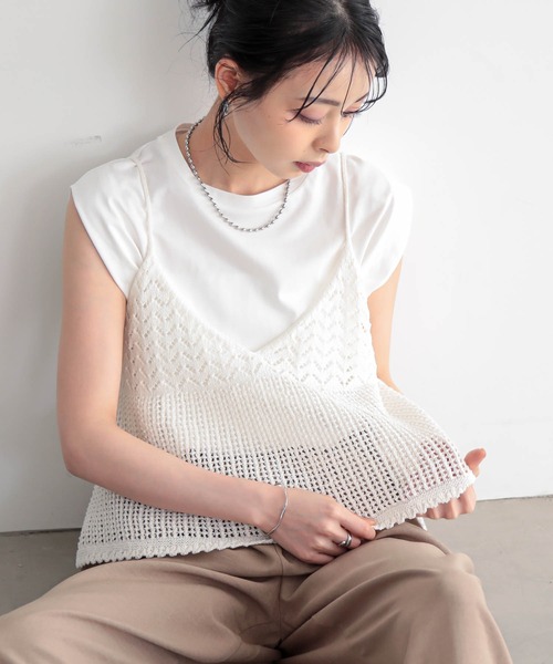 for/c(フォーシー)の「レイヤードニットキャミ【サスティナブル】(キャミソール・レディース・ブラック/オフホワイト・L/M)」の18枚目の写真