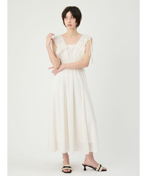 【新品、未使用】フリンジジャガードシャーリングワンピース フリンジジャガードシャーリングワンピース（ワンピース）｜LILY BROWN
