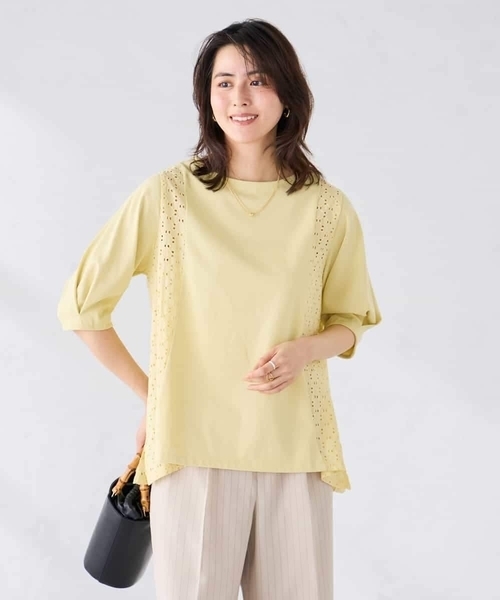 a.v.v(アーヴェヴェ)の「レース切替Aラインカットソー(Tシャツ/カットソー・レディース・クリーム/ホワイト・40/38)」の3枚目の写真