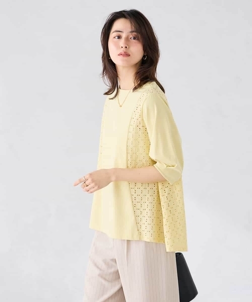 a.v.v(アーヴェヴェ)の「レース切替Aラインカットソー(Tシャツ/カットソー・レディース・クリーム/ホワイト・40/38)」の5枚目の写真