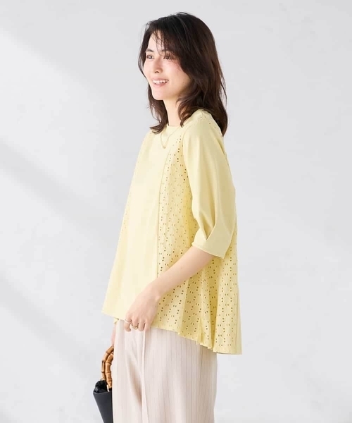 a.v.v(アーヴェヴェ)の「レース切替Aラインカットソー(Tシャツ/カットソー・レディース・クリーム/ホワイト・40/38)」の6枚目の写真