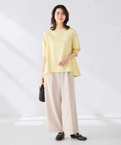 a.v.v(アーヴェヴェ)の「レース切替Aラインカットソー(Tシャツ/カットソー・レディース・クリーム/ホワイト・40/38)」の7枚目の写真