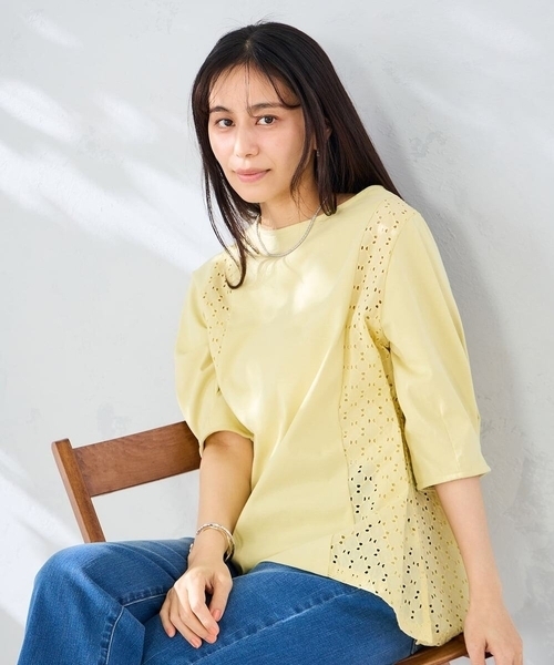 a.v.v(アーヴェヴェ)の「レース切替Aラインカットソー(Tシャツ/カットソー・レディース・クリーム/ホワイト・40/38)」の11枚目の写真