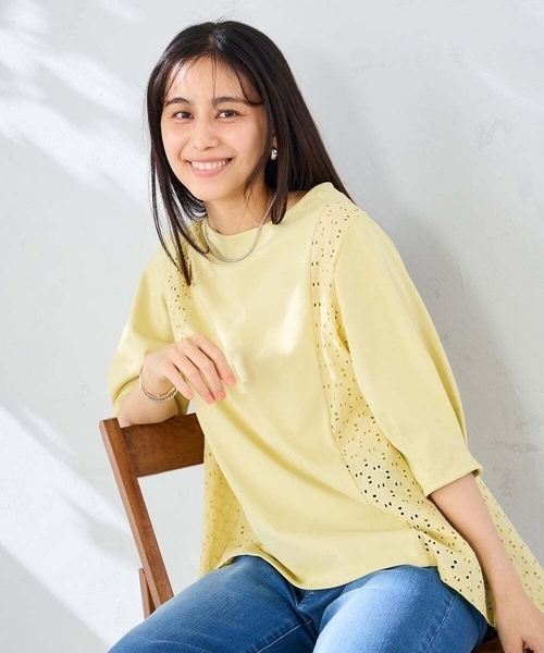 a.v.v(アーヴェヴェ)の「レース切替Aラインカットソー(Tシャツ/カットソー・レディース・クリーム/ホワイト・40/38)」の12枚目の写真