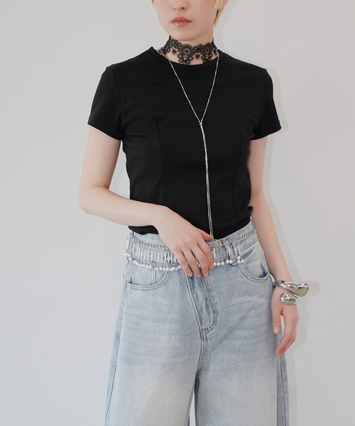 chuclla(チュクラ)の「サイドカーブシムTシャツ chw26s255(Tシャツ/カットソー・レディース・ブラック/ホワイト・FREE)」の3枚目の写真