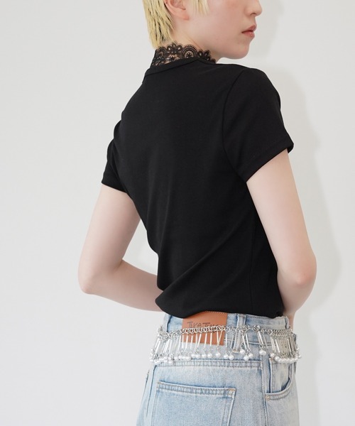chuclla(チュクラ)の「サイドカーブシムTシャツ chw26s255(Tシャツ/カットソー・レディース・ブラック/ホワイト・FREE)」の4枚目の写真