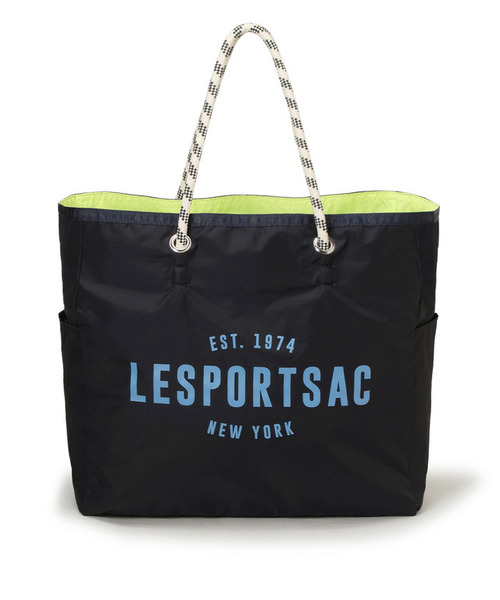LeSportsac(レスポートサック)の「LARGE 2 WAY TOTE 2ウェイディープシーブルー/ライム(トートバッグ・レディース・ブラック・FREE)」の5枚目の写真