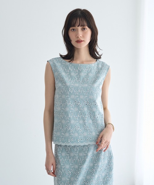 YECCA VECCA(イェッカヴェッカ)の「フラワーレースブラウス【セットアップ対応】(シャツ/ブラウス・レディース・オフホワイト/ネイビー/ライトブルー・FREE)」の18枚目の写真