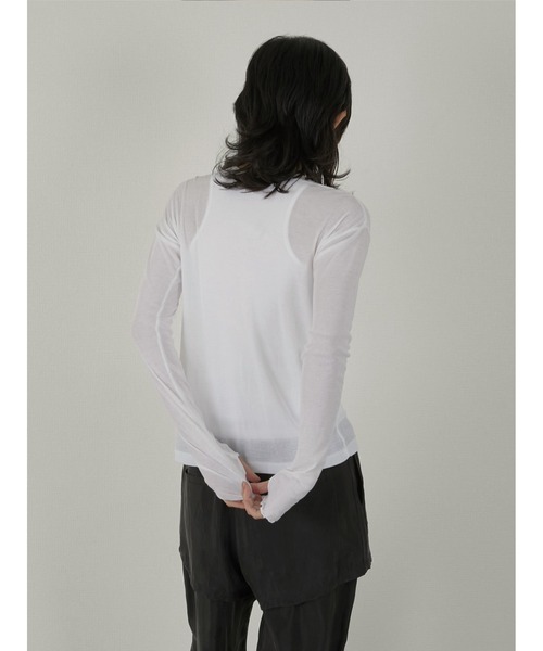 LA PEAU DE GEM（ラポドゥジェム）の「【LA PEAU DE GEM】two piece sheer long tee/2ピースシアーロングT（Tシャツ/カットソー・レディース・ブラック/ブラウン/ホワイト/グレー・FREE）」の16枚目の写真