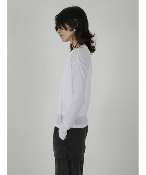 LA PEAU DE GEM（ラポドゥジェム）の「【LA PEAU DE GEM】two piece sheer long tee/2ピースシアーロングT（Tシャツ/カットソー・レディース・ブラック/ブラウン/ホワイト/グレー・FREE）」の17枚目の写真