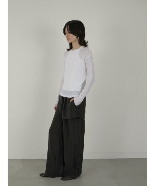 LA PEAU DE GEM（ラポドゥジェム）の「【LA PEAU DE GEM】two piece sheer long tee/2ピースシアーロングT（Tシャツ/カットソー・レディース・ブラック/ブラウン/ホワイト/グレー・FREE）」の18枚目の写真