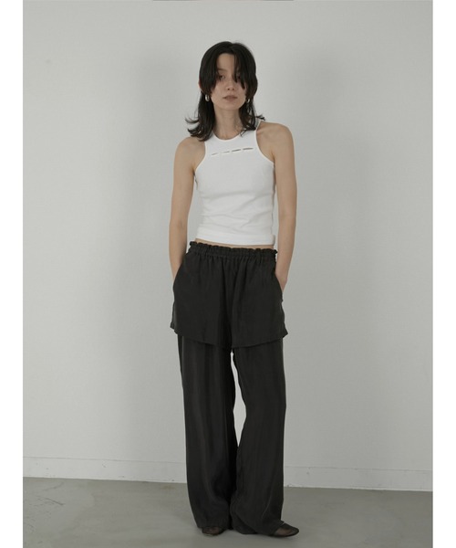 LA PEAU DE GEM（ラポドゥジェム）の「【LA PEAU DE GEM】two piece sheer long tee/2ピースシアーロングT（Tシャツ/カットソー・レディース・ブラック/ブラウン/ホワイト/グレー・FREE）」の21枚目の写真