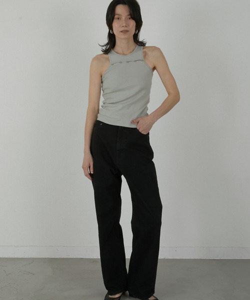 LA PEAU DE GEM（ラポドゥジェム）の「【LA PEAU DE GEM】two piece sheer long tee/2ピースシアーロングT（Tシャツ/カットソー・レディース・ブラック/ブラウン/ホワイト/グレー・FREE）」の5枚目の写真