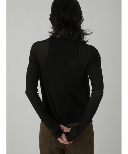 LA PEAU DE GEM（ラポドゥジェム）の「【LA PEAU DE GEM】two piece sheer long tee/2ピースシアーロングT（Tシャツ/カットソー・レディース・ブラック/ブラウン/ホワイト/グレー・FREE）」の8枚目の写真