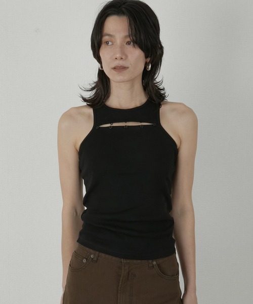 LA PEAU DE GEM（ラポドゥジェム）の「【LA PEAU DE GEM】two piece sheer long tee/2ピースシアーロングT（Tシャツ/カットソー・レディース・ブラック/ブラウン/ホワイト/グレー・FREE）」の9枚目の写真