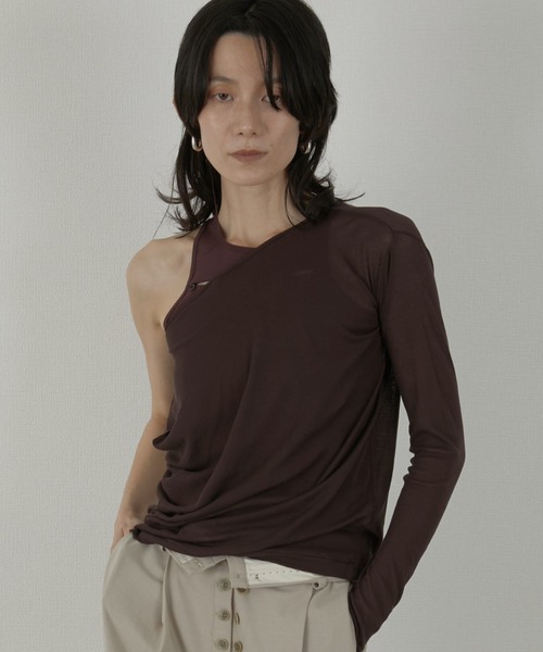 LA PEAU DE GEM（ラポドゥジェム）の「レイヤード2ピースシアーロングTシャツ / 【LA PEAU DE GEM】 two piece sheer long tee（Tシャツ/カットソー・レディース・ブラック/ブラウン/ホワイト/グレー・FREE）」の20枚目の写真