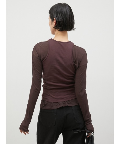 LA PEAU DE GEM（ラポドゥジェム）の「レイヤード2ピースシアーロングTシャツ / 【LA PEAU DE GEM】 two piece sheer long tee（Tシャツ/カットソー・レディース・ブラック/ブラウン/ホワイト/グレー・FREE）」の12枚目の写真