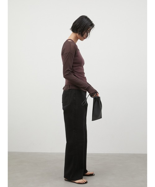 LA PEAU DE GEM（ラポドゥジェム）の「レイヤード2ピースシアーロングTシャツ / 【LA PEAU DE GEM】 two piece sheer long tee（Tシャツ/カットソー・レディース・ブラック/ブラウン/ホワイト/グレー・FREE）」の18枚目の写真