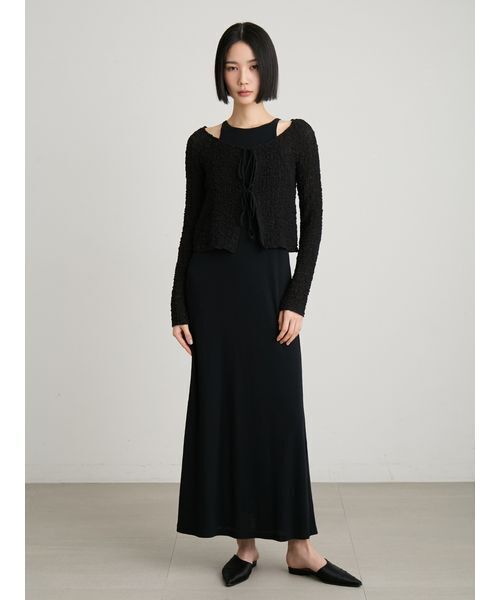 MIESROHE（ミースロエ）の「【洗える】レイヤードカットワンピース（ワンピース・レディース・ブラック/アイボリー・0/1）」の3枚目の写真