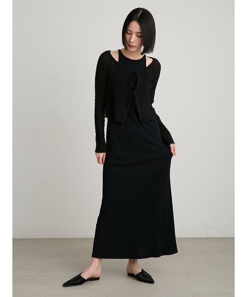 MIESROHE（ミースロエ）の「【洗える】レイヤードカットワンピース（ワンピース・レディース・ブラック/アイボリー・0/1）」の5枚目の写真