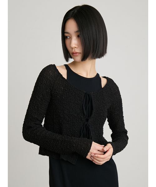 MIESROHE（ミースロエ）の「【洗える】レイヤードカットワンピース（ワンピース・レディース・ブラック/アイボリー・0/1）」の9枚目の写真