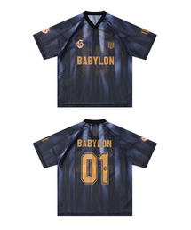 BUTTON SEOUL（ボタンソウル）の「アークウェーブメッシュバビロン01ラグランショートスリーブ（ダークネイビー）（Tシャツ/カットソー）」