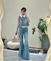トップス トップス デニムレースアップ トップス パンツ」に該当する