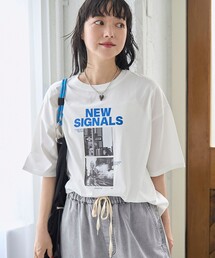 coen | 【汗染み防止 / 接触冷感】フォトプリント ゆるTシャツ(Tシャツ/カットソー)
