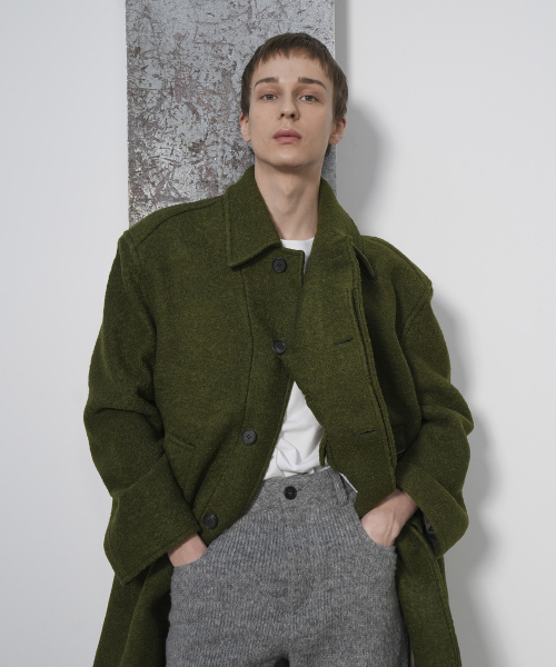 YIYAE(イーエ)の「Cross Wrap Mac Coat _ Frizzly Khaki(チェスターコート・メンズ・その他・MEDIUM)」の1枚目の写真